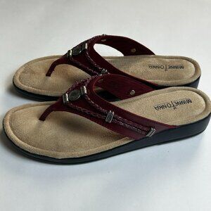 Minnetonka Silverthorne Red Leather Sandals Flip Flops/Thong Women’s Size 11 US